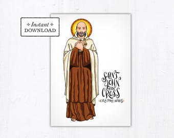 St. John of the Cross Card, Catholic Greeting Card, Catholic Saint, Art Print, Instant Download, Downloadable PDF 5x7, Confirmation Gift