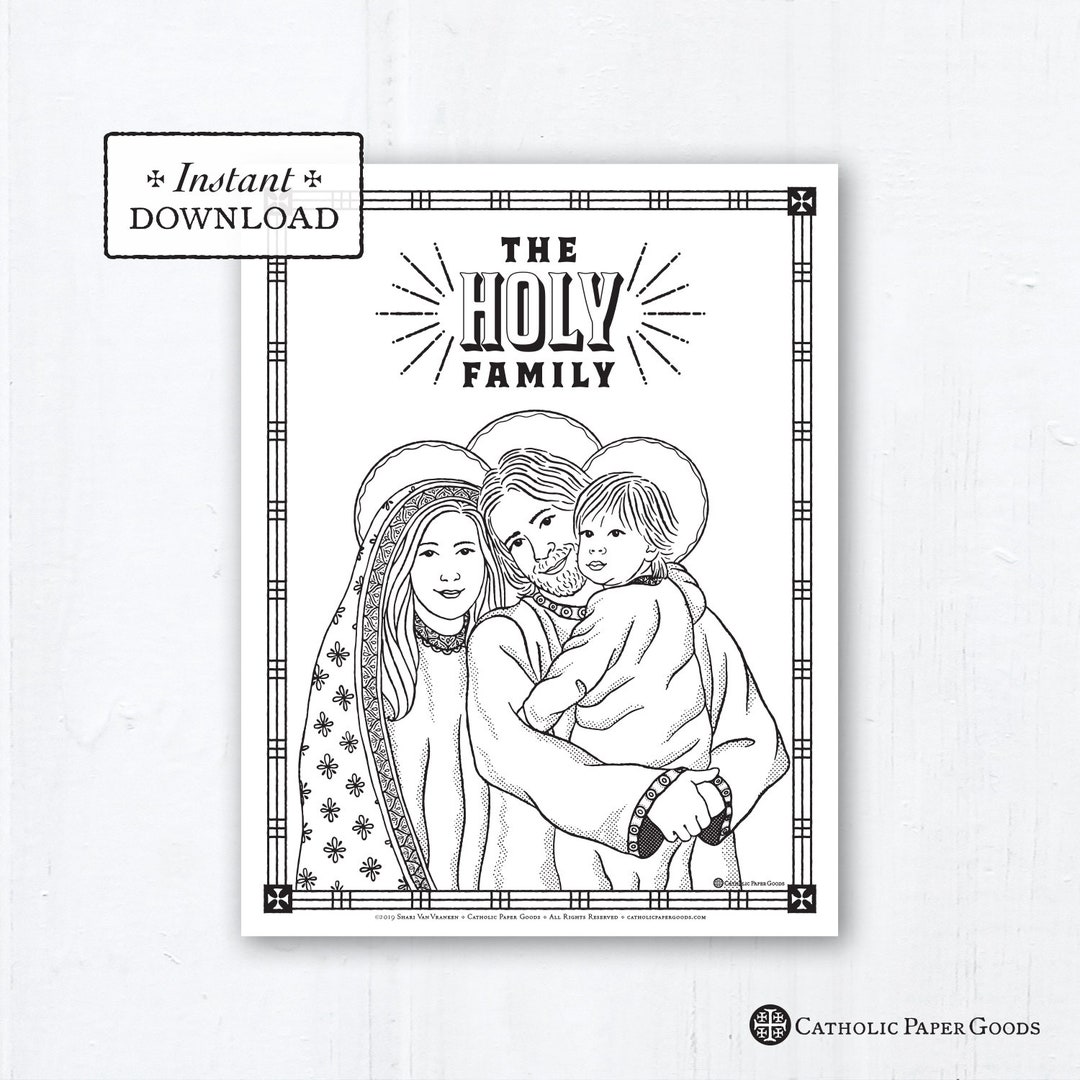 Catholic Coloring Page - the Holy Family - Catholic Saints - Printable