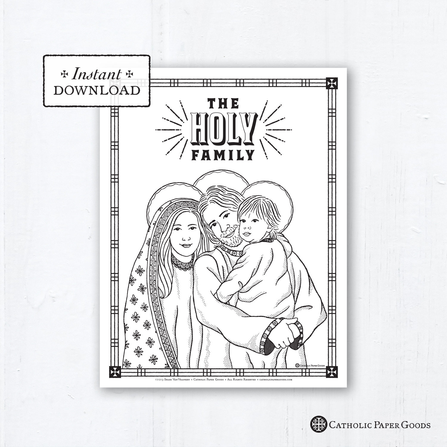 Catholic Coloring Page - The Holy Family - Catholic Saints - Printable