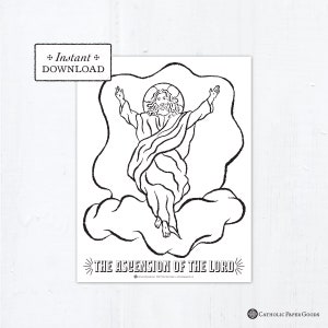 Catholic Coloring Page, The Ascension of the Lord, Printable Coloring Page, Digital, PDF, Ascension Coloring Page