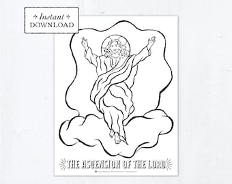 Catholic Coloring Page, The Ascension of the Lord, Printable Coloring Page, Digital, PDF, Ascension Coloring Page