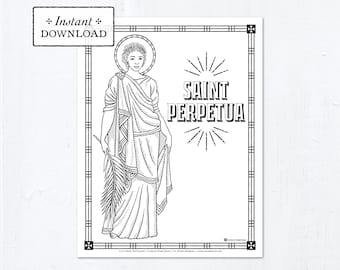 Catholic Coloring Page - Saint Perpetua - Catholic Saints - Printable Coloring Page - Digital - PDF