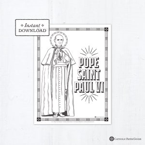 Catholic Coloring Page - Pope Saint Paul VI - Catholic Saints - Printable Coloring Page - Digital - PDF