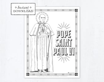 Catholic Coloring Page - Pope Saint Paul VI - Catholic Saints - Printable Coloring Page - Digital - PDF