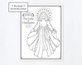 Our Lady of Champion Coloring Page: Catholic Marian Art (Printable PDF)