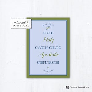 One, Holy, Catholic, Apostolic Church Greeting Card Green Instant Download DIY Downloadable PDF 5”x7" ocia Card Nicene Creed OCIA Keepsake