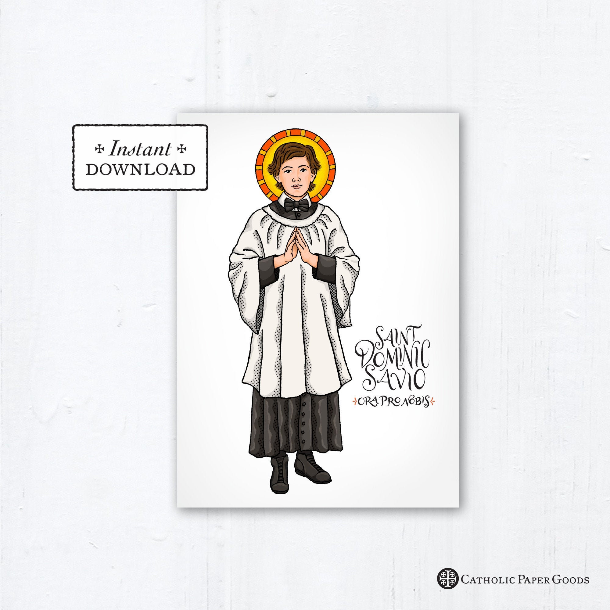 St. Dominic Savio Card - Art Print - Instant Download - DIY Downloadable  PDF 5