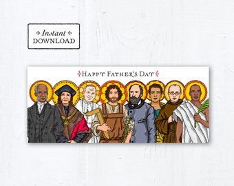 Catholic Saints Father's Day Card - Instant Download - Downloadable PDF 9.25" x 3.875 - Catholic Printable Card Father's Day #10 - DIY Card