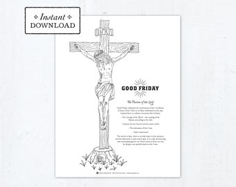 Good Friday Catholic Coloring Page The Crucifixion, Jesus, Printable Coloring Page, PDF Catholic Good Friday Coloring Page Holy Week