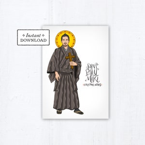 St. Paul Miki Card, Catholic Greeting Card, Catholic Saint, Art Print, Instant Download, Downloadable PDF 5x7, Confirmation Gift