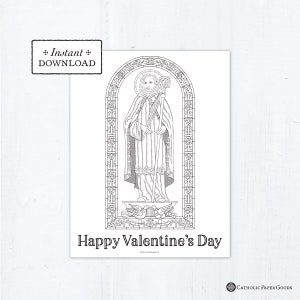 Catholic Coloring Page, Saint Valentine&#39;s Day, Catholic Saints, Printable Coloring Page, Digital, PDF St Valentine Coloring Page