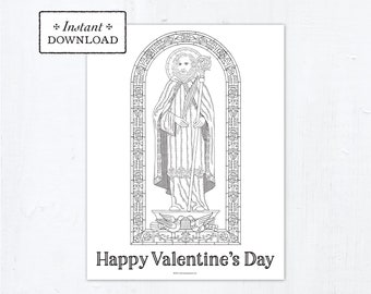 Catholic Coloring Page, Saint Valentine's Day, Catholic Saints, Printable Coloring Page, Digital, PDF St Valentine Coloring Page