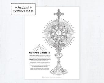 Corpus Christi Sunday Coloring Page: Catholic Eucharist (Digital PDF)