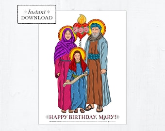 The Nativity of the Blessed Virgin Mary Color Art Print, Printable Catholic Art Print, Happy Birthday, Mary, Nativity of Mary 8.5x11