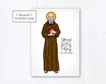 Blessed Solanus Casey Card - Art Print - Instant Download - DIY Downloadable PDF 5"x7" - Saint Printable Art Print Confirmation Gift Baptism