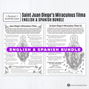 The Miraculous Tilma of Juan Diego in English & Spanish Coloring Page and Fact Sheet,  Printable Coloring Pages, Inglés y español Versiones