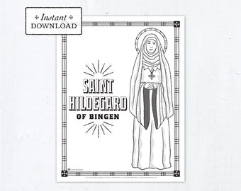 Catholic Coloring Page - Saint Hildegard of Bingen - Catholic Saints - Printable Coloring Page - Digital - PDF