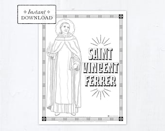 Catholic Coloring Page - Saint Vincent Ferrer - Catholic Saints - Printable Coloring Page - Digital - PDF