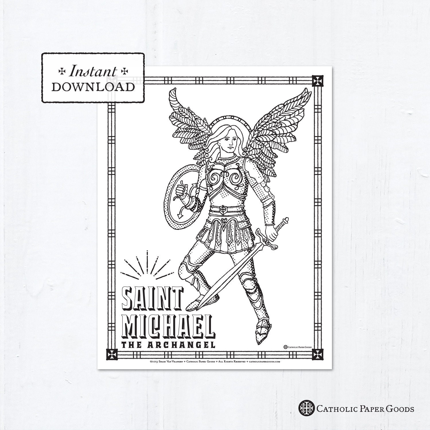 Catholic Coloring Page Saint Michael Catholic Saints - Etsy Canada