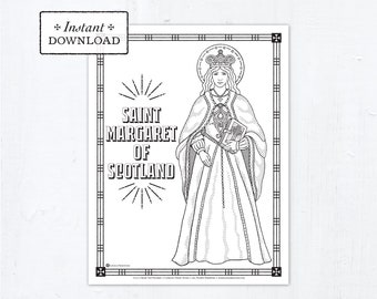 Catholic Coloring Page - Saint Margaret of Scotland - Catholic Saints - Printable Coloring Page - Digital - PDF