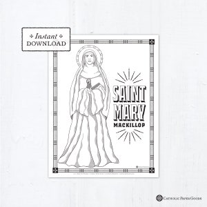 Catholic Coloring Page, Saint Mary MacKillop Coloring Page, Catholic Saints, Printable Coloring Page, Digital Coloring Page, PDF