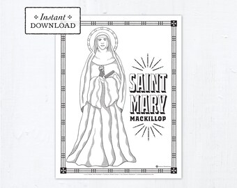 Catholic Coloring Page, Saint Mary MacKillop Coloring Page, Catholic Saints, Printable Coloring Page, Digital Coloring Page, PDF