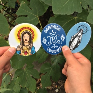 Marian Stickers, Our Lady of Czestochowa, Virgin Mary Oval, Auspice Maria, Our Lady of Perpetual Help, Immaculate Heart of Mary Vinyl 3 image 2