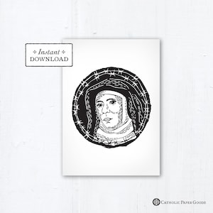 Saint Teresa Benedicta of the Cross Edith Stein Card - Art Print - Instant Download DIY Downloadable PDF 5&quot;x7&quot;  Saint Printable Confirmation