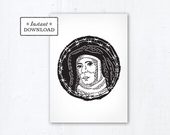 Saint Teresa Benedicta of the Cross Edith Stein Card - Art Print - Instant Download DIY Downloadable PDF 5"x7"  Saint Printable Confirmation