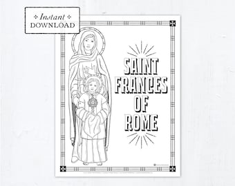 Catholic Coloring Page - Saint Frances of Rome - Catholic Saints - Printable Coloring Page - Digital - PDF