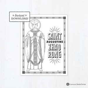 Catholic Coloring Page - Saint Augustine Zhao Rong Coloring Page - Catholic Saints - Printable Coloring Page - Digital - PDF