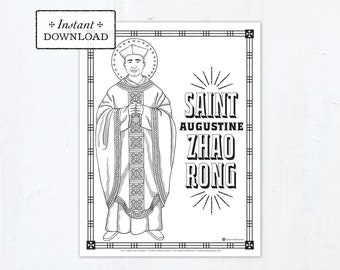 Catholic Coloring Page - Saint Augustine Zhao Rong Coloring Page - Catholic Saints - Printable Coloring Page - Digital - PDF