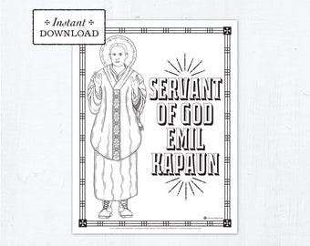 Catholic Coloring Page, Servant of God Emil Kapaun Coloring Page, Catholic Saints, Printable Coloring Page, Digital Coloring Page, PDF