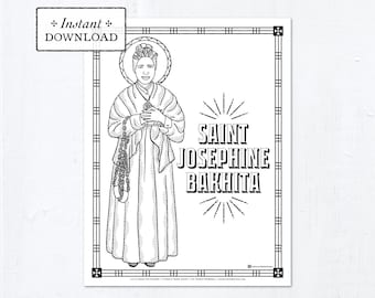 Catholic Coloring Page - Saint Josephine Bakhita - Catholic Saints - Printable Coloring Page - Digital - PDF