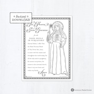 The Prayer of Saint Gertrude the Great Catholic Coloring Page, Catholic Saints, Printable Coloring Page, PDF, Month of Holy Souls Purgatory