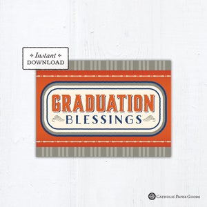 Graduation Blessings Catholic Graduation Card, Instant Download, Printable PDF 5x7 Printable Graduation Card Catholic Greeting Card Graduate