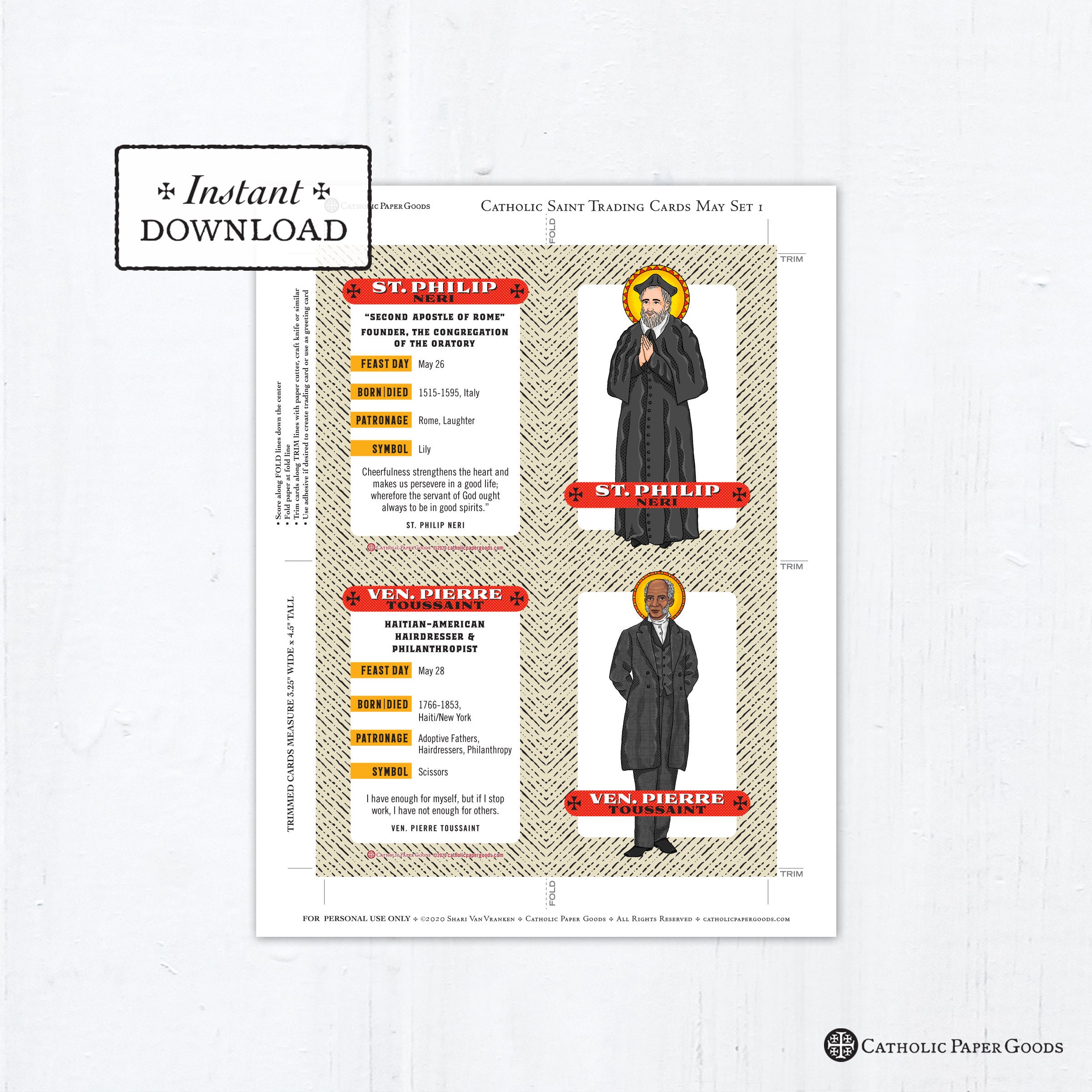Catholic Saint Trading Cards May Set 1 Printable PLUS Bonus Catholic Saint Trading Cards May Set 1 Printable PLUS Bonus
