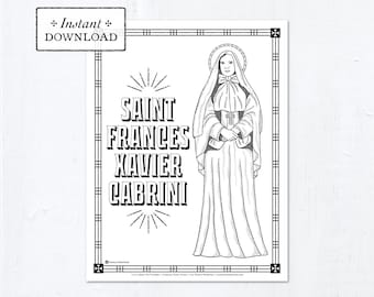 Catholic Coloring Page - Saint Frances Xavier Cabrini - Catholic Saints - Printable Coloring Page - Digital - PDF