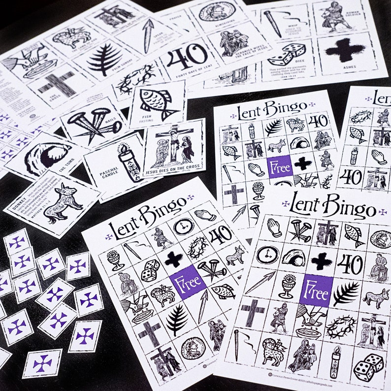 Lent Bingo Game, Catholic Games for Kids, Printable Catholic Game, PDF. Catholic Lent Bingo, Lent Activity, Catholic School Activity, Lent image 3