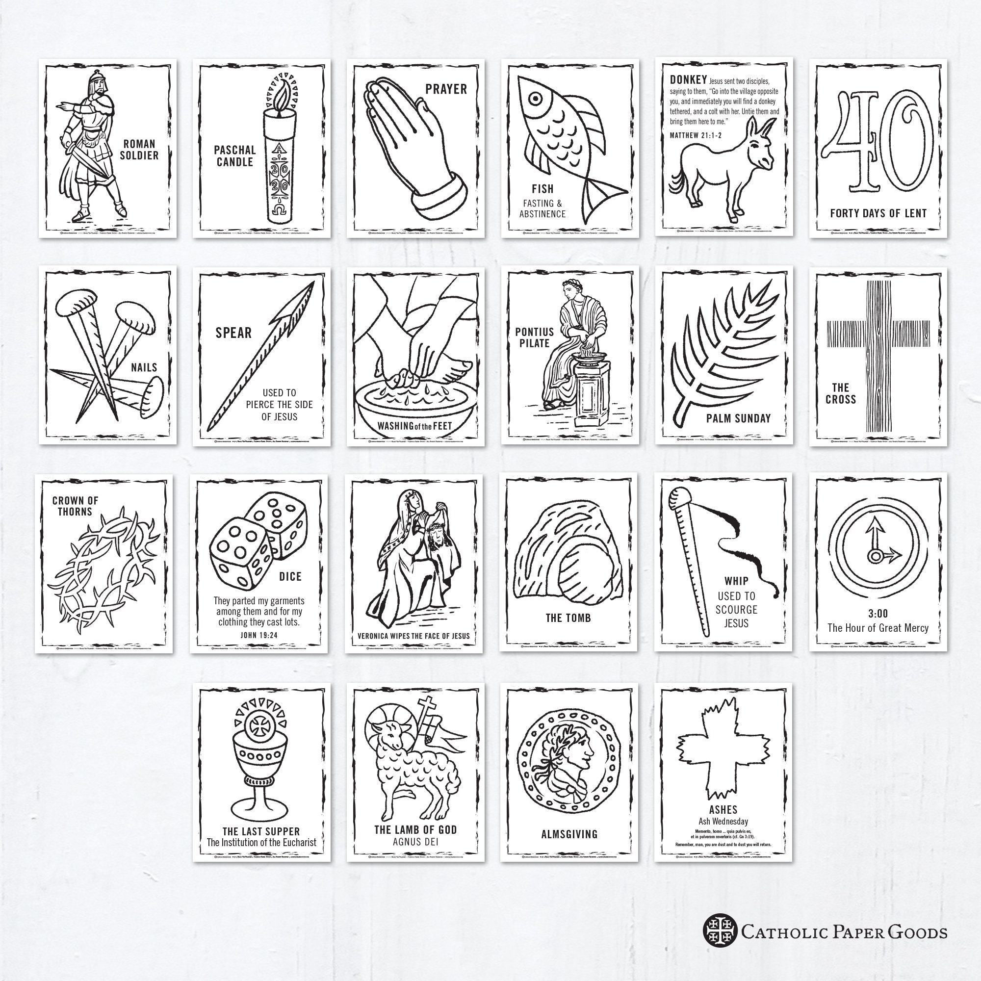 Catholic Coloring Pages - Lenten Symbols - Bundle of 22 - Lent Activity