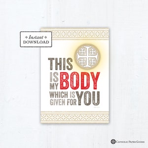 This is My Body Catholic First Communion Card, Download, Printable Card 5x7, Catholic Greeting Card First Communion Eucharist