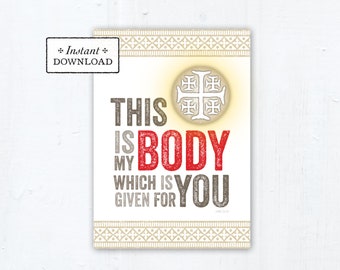 This is My Body Catholic First Communion Card, Download, Printable Card 5x7, Catholic Greeting Card First Communion Eucharist