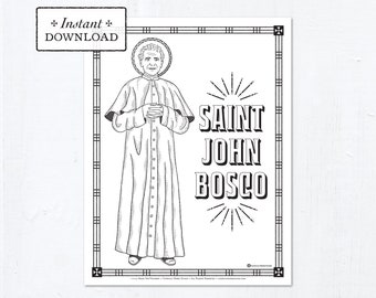 Catholic Coloring Page - Saint John Bosco - Catholic Saints - Printable Coloring Page - Digital - PDF