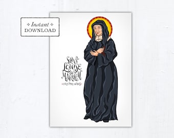 Saint Louise de Marillac Greeting Card & Art Print 5x7: Catholic Confirmation Gift (Printable PDF)