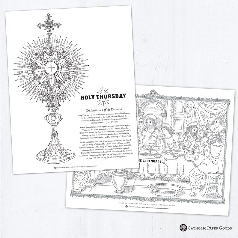 Holy Week Coloring Pages, Bundle of 11, Printable Palm Sunday Spy Wednesday Holy Thursday Good Friday Holy Saturday Easter Coloring Pages image 4