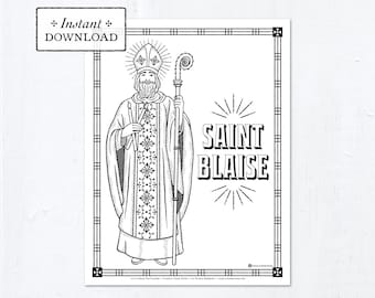 Catholic Coloring Page - Saint Blaise - Catholic Saints - Printable Coloring Page - Digital - PDF