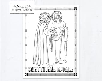 Catholic Coloring Page - Saint Thomas Apostle - Catholic Saints - Printable Coloring Page - Digital - PDF