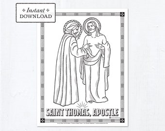 Catholic Coloring Page - Saint Thomas Apostle - Catholic Saints - Printable Coloring Page - Digital - PDF