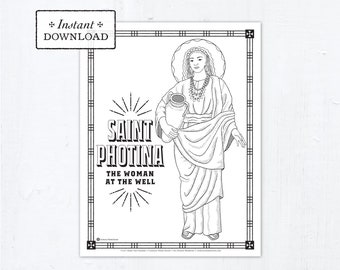 Catholic Coloring Page - Saint Photina - The Woman at the Well - Catholic Saints - Printable Coloring Page - Digital - PDF