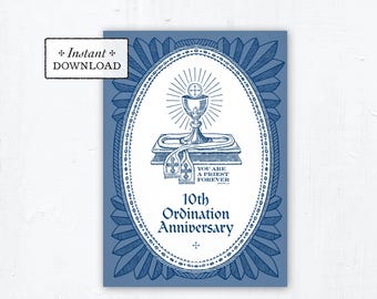 Catholic Priest 10th Ordination Anniversary Card (Printable Download)